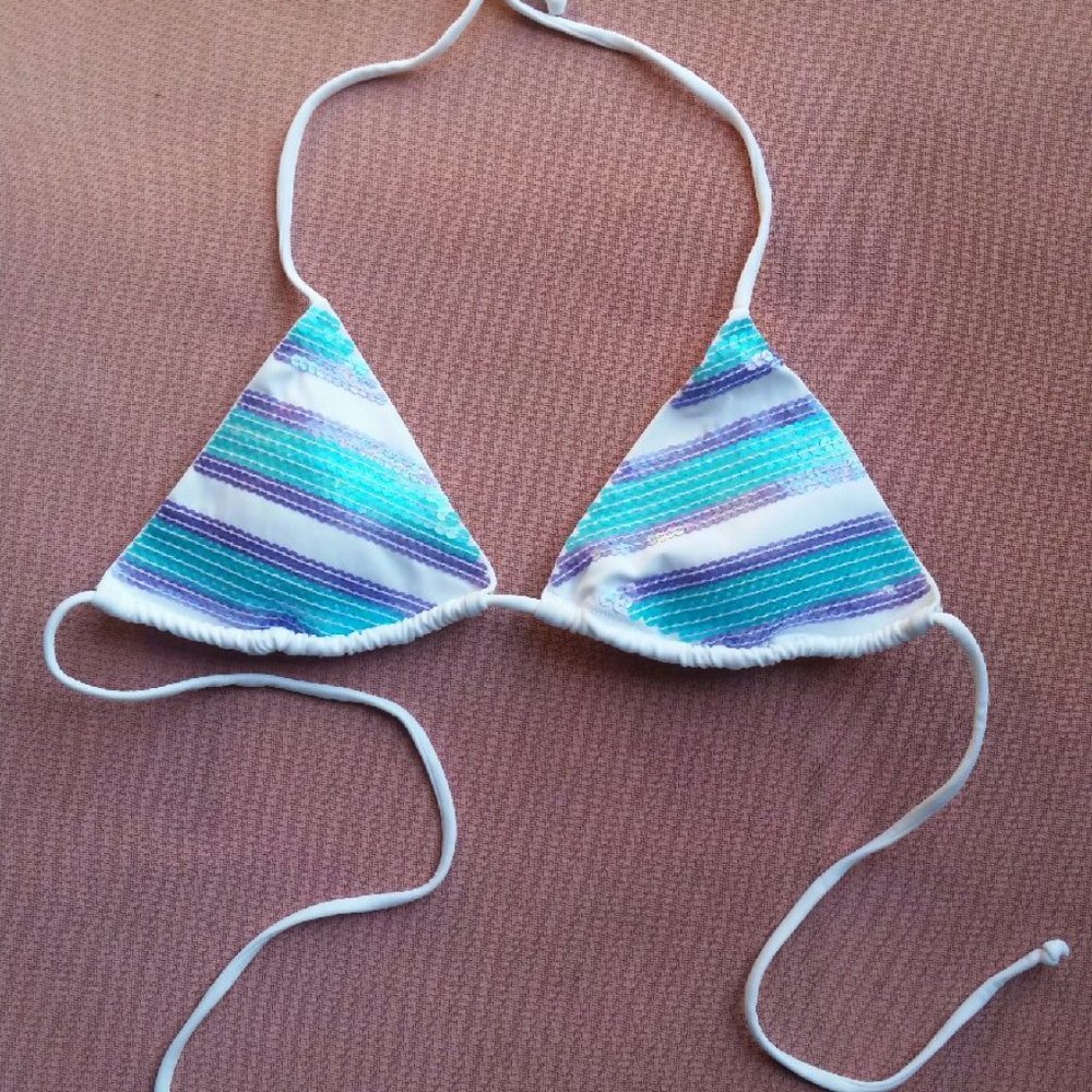 New VS Sequined stripe triangle bikini top